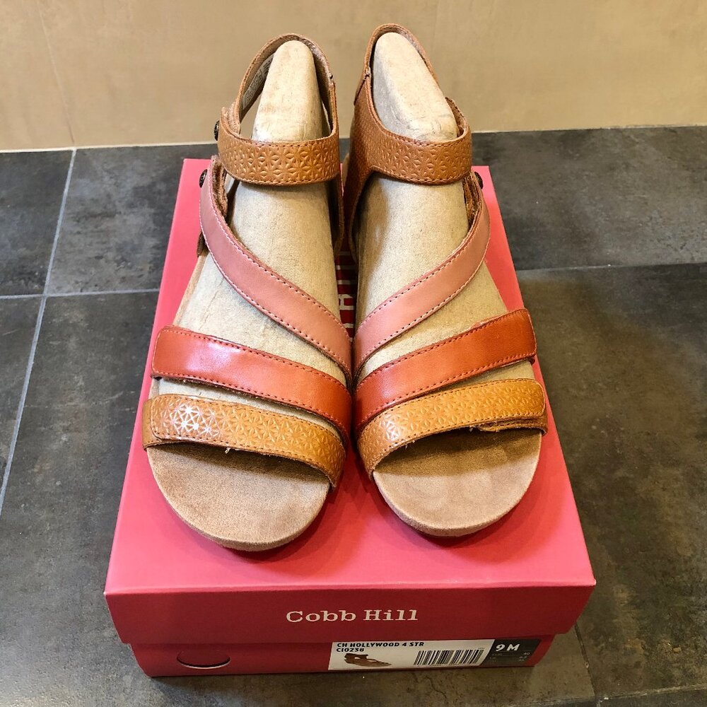 Rockport Cobb Hill Women’s Hollywood 4-strap Tan Wedge Sandals